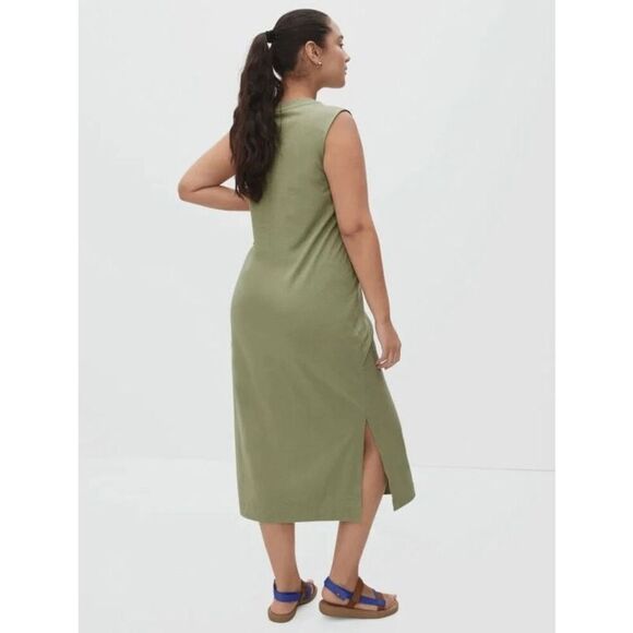 Everlane The Long Weekend Tank Midi Dress size M Green Lightweight Cotton - Picture 2 of 8